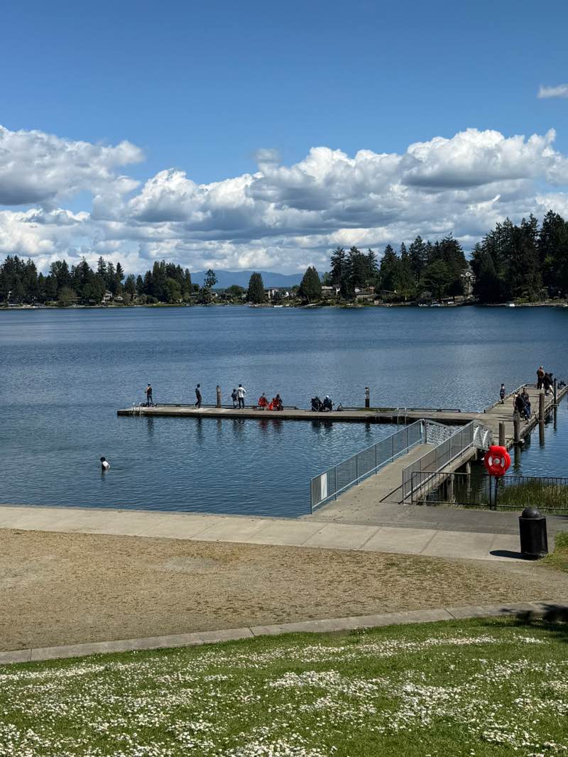 walking near me in Angle Lake Park in spring