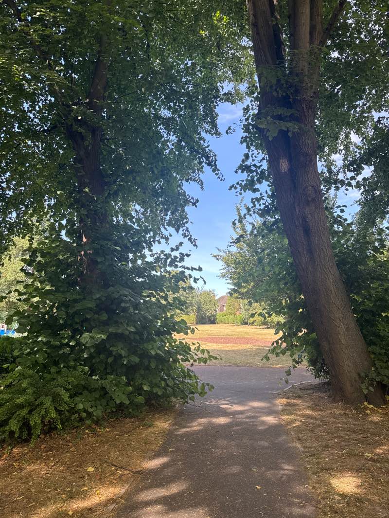 walking near me in Gildencroft Park in summer