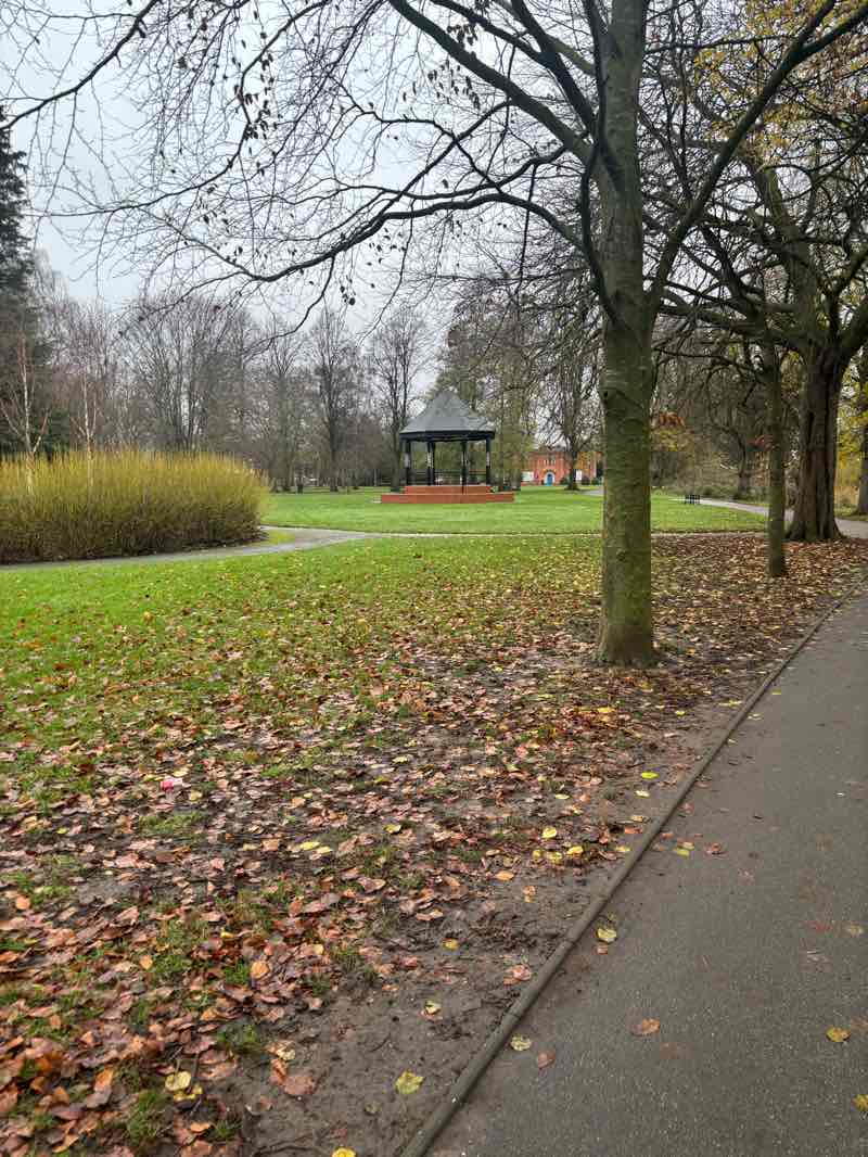 walking near me in George Eliot Memorial Garden in winter