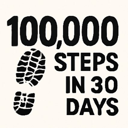 100,000 steps in 30 days logo
