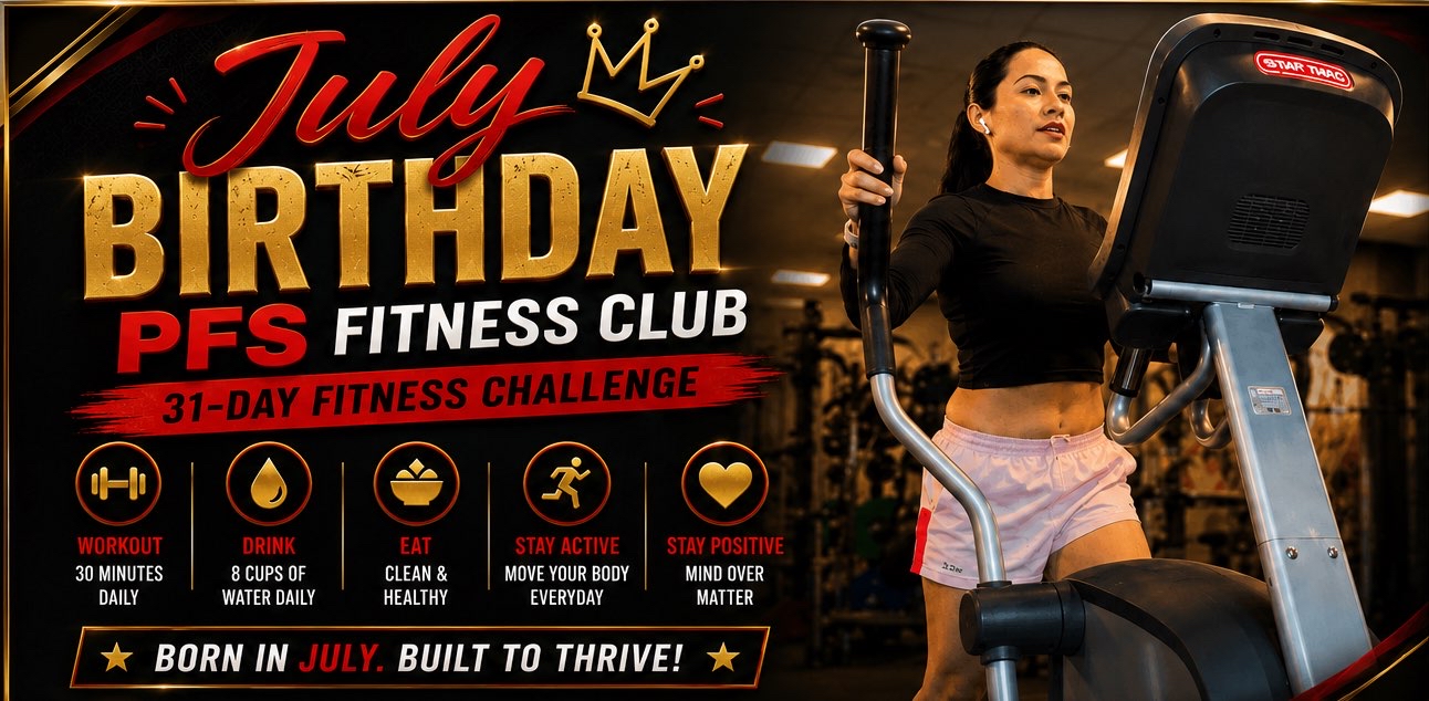 🍰JULY BIRTHDAY PFS FITNESS CHALLENGE 🎉 logo