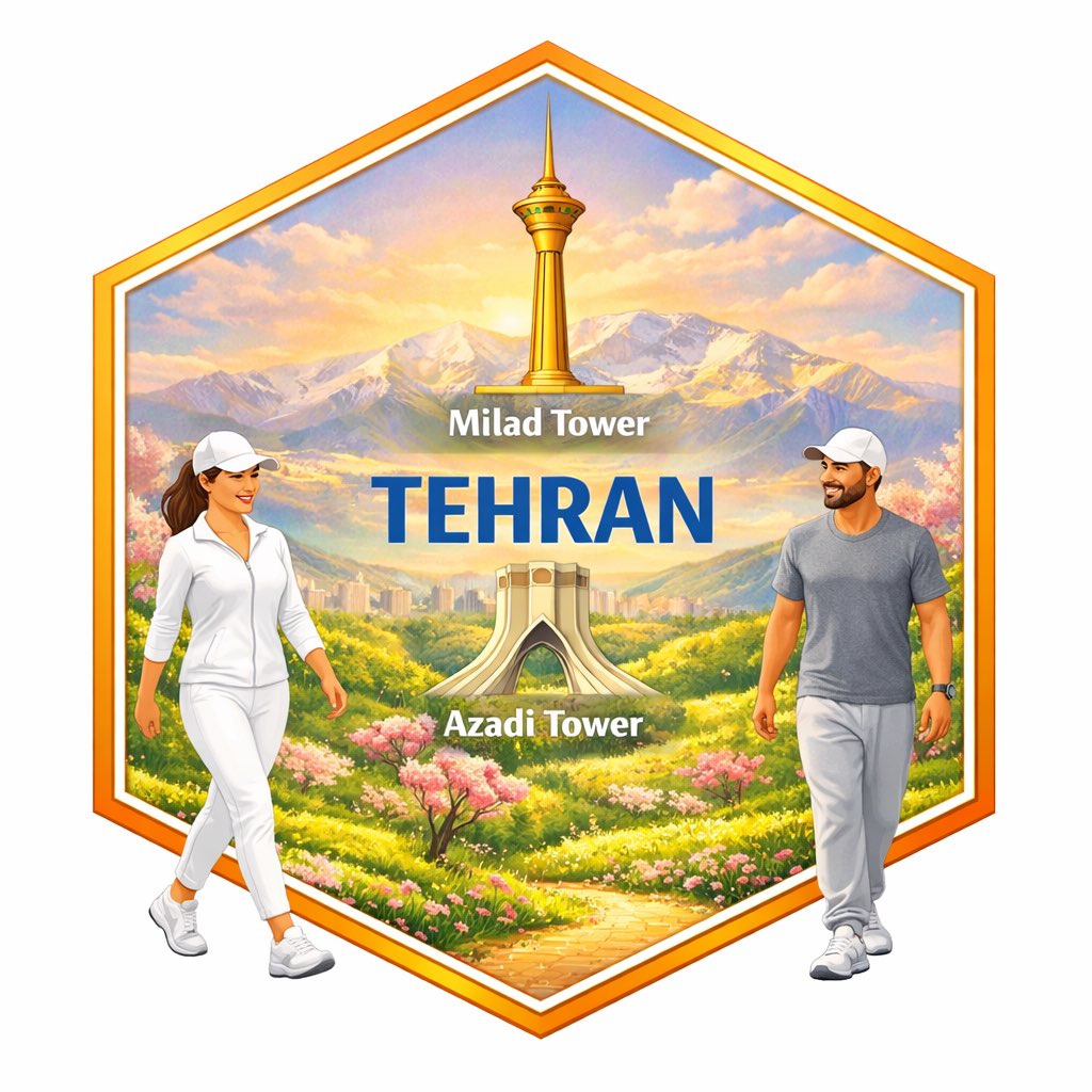 🏃🏾‍♀️‍➡️ T E H R A N 🏃🏼‍♂️ logo