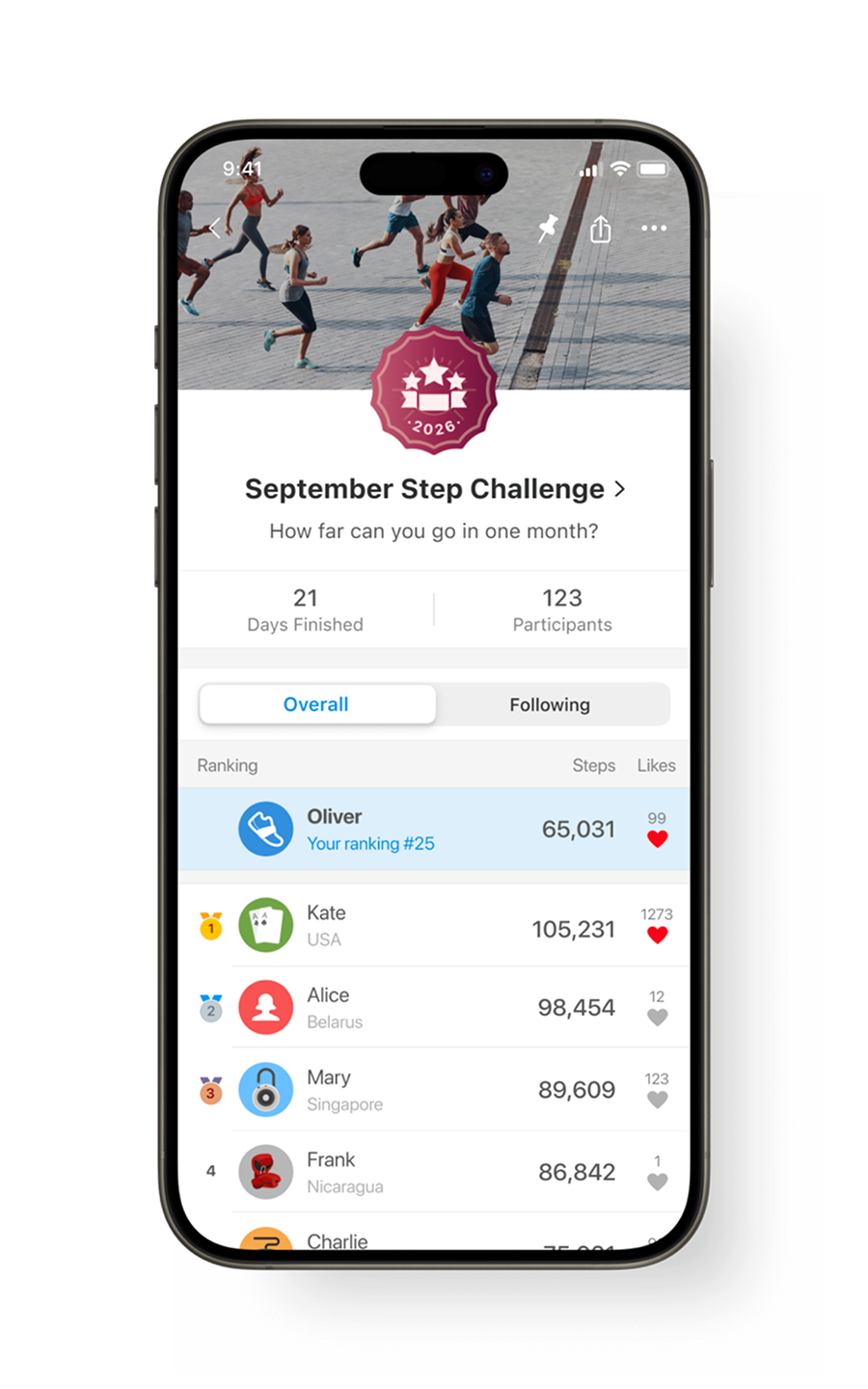 Pacer app: start walking