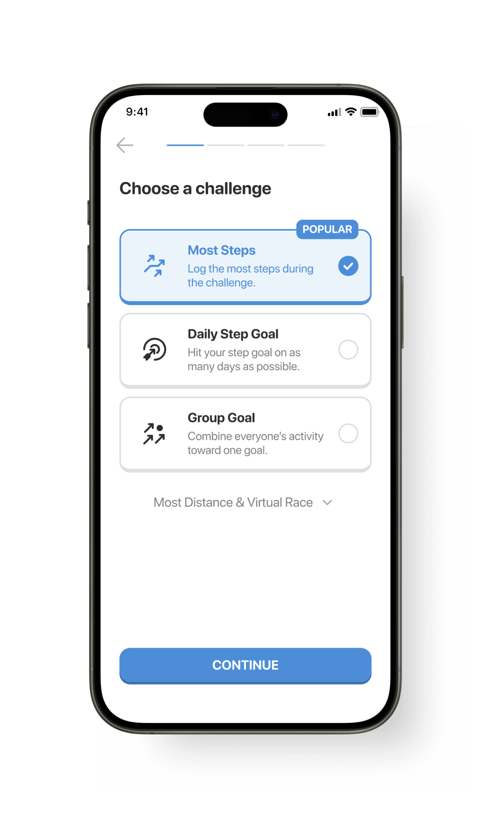 Pacer app: create a challenge