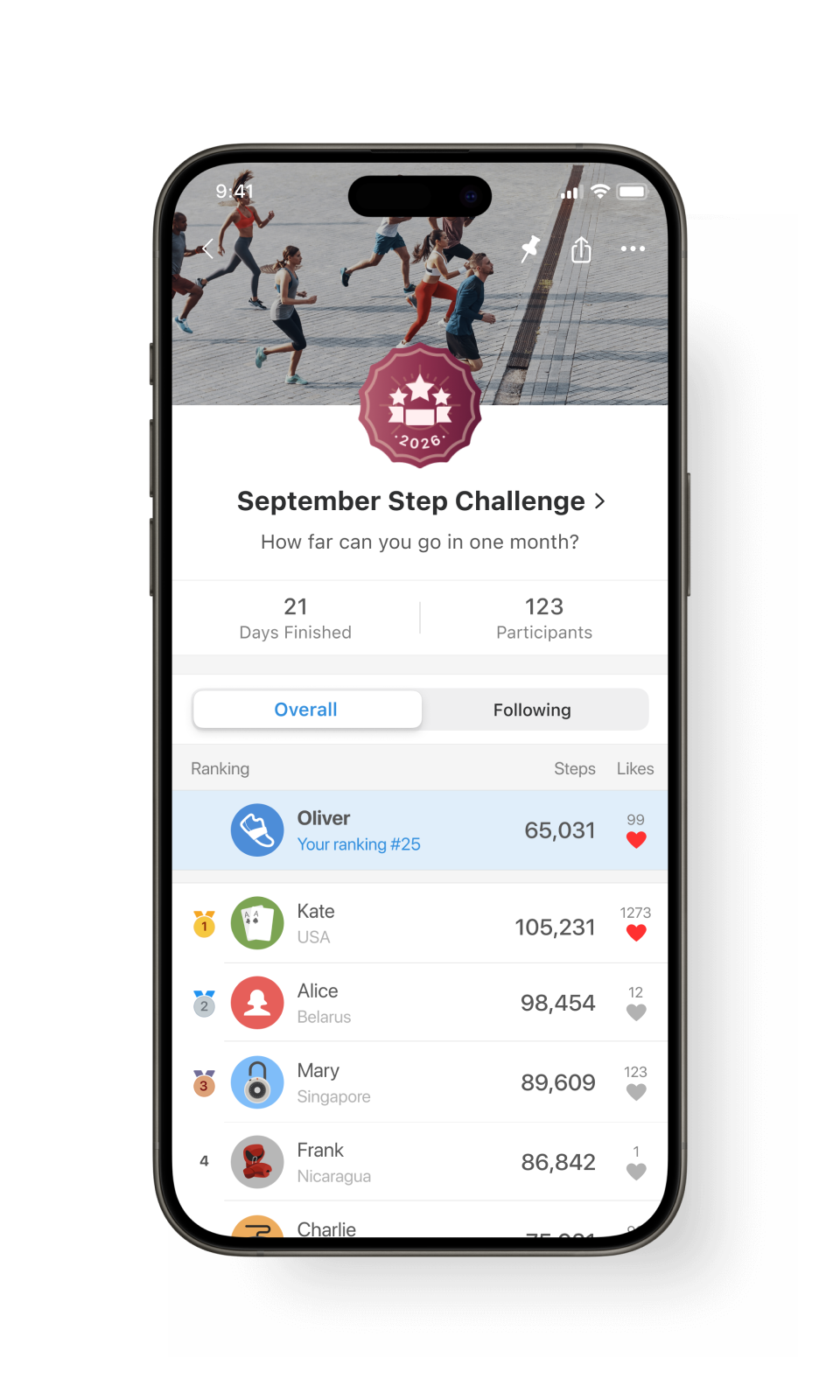 Pacer app: start walking