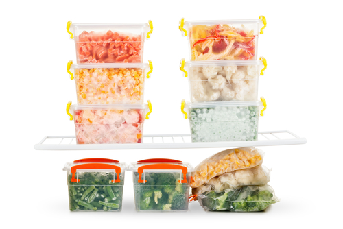 Refrigerated food in containers ready to cook and eat