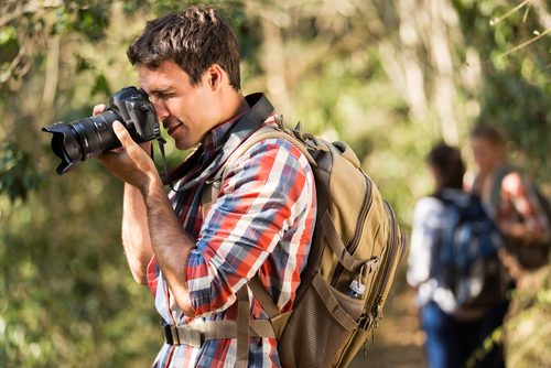 Taking photos during a hike