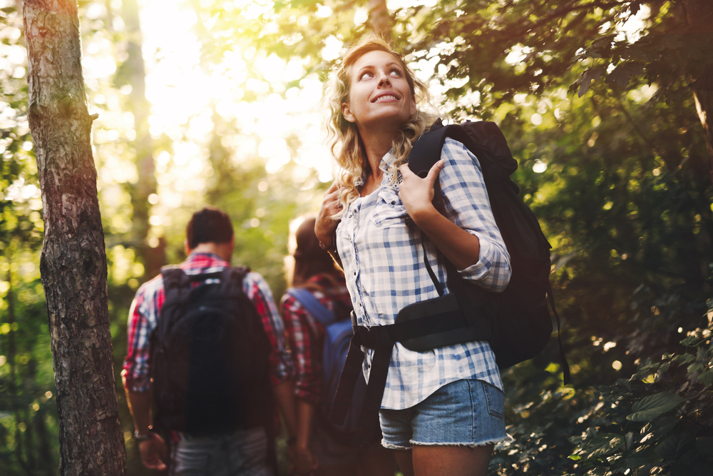 Hiker walking in a nature trail