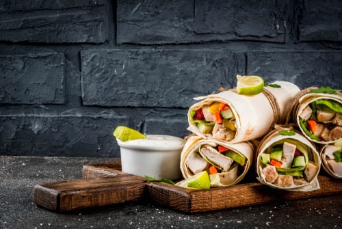 Light chicken avocado wrap - lunch concept