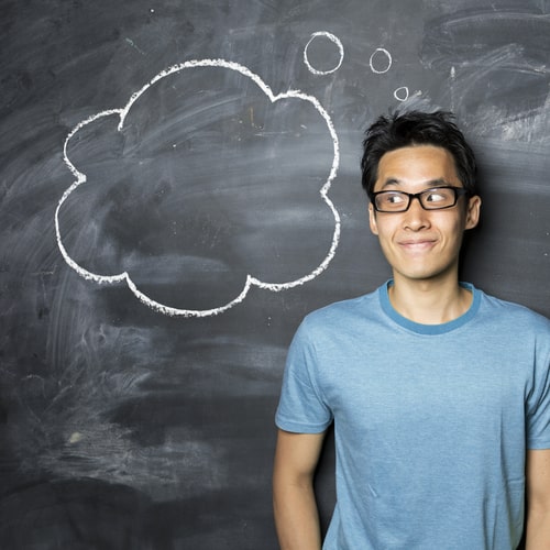 Man thinking - standing increases creativity concept