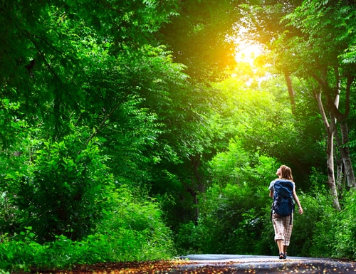 Woman walking alone in nature