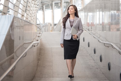 Businesswoman taking a quick walking break