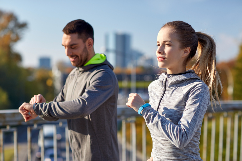 Couple on morning walking routine