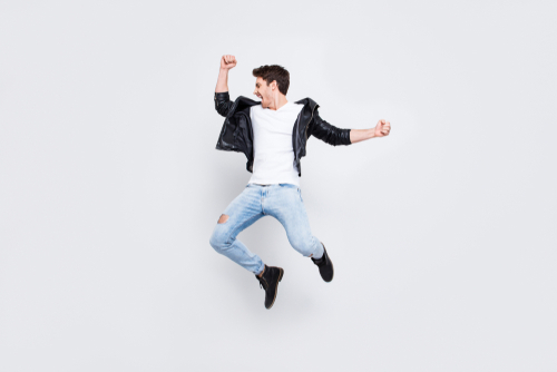 Energetic man jumping