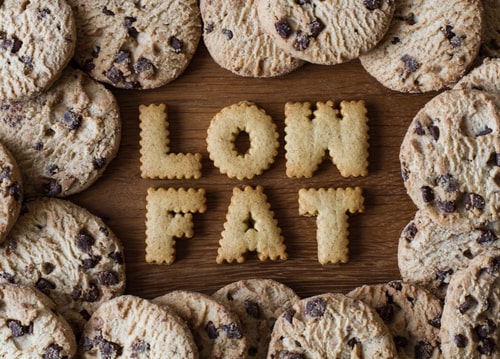 Cookies spelling low fat - healthy eating concept
