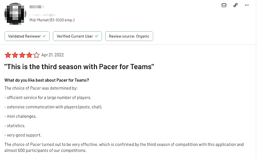 Pacer for teams review