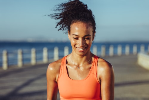 Woman sweating from summer exercise