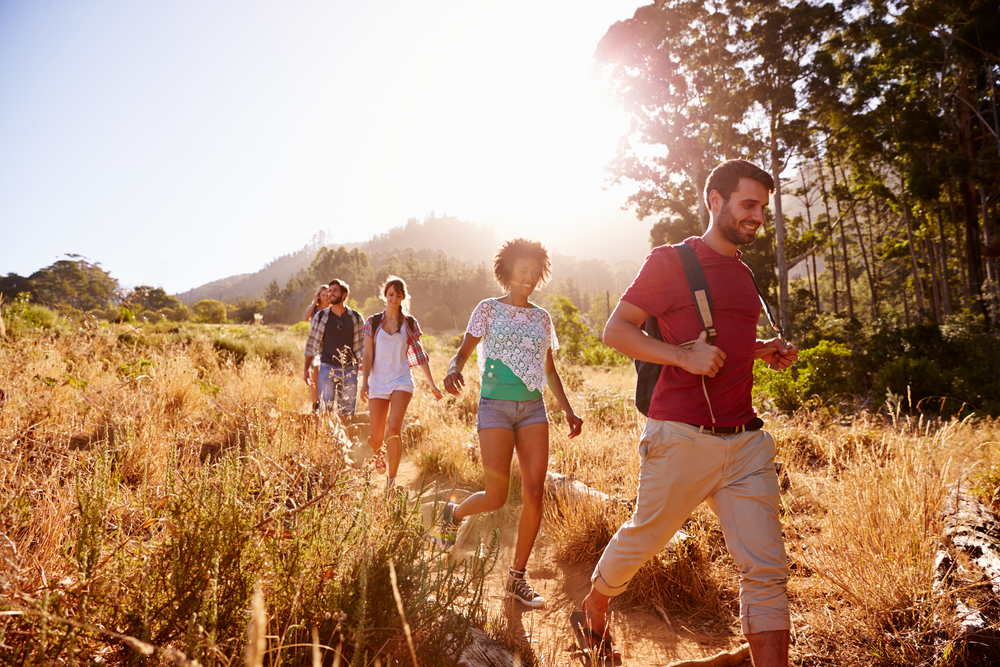 Hikers walking together for exercise