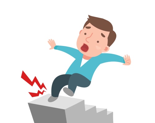 Man falling down stairs cartoon - step safety concept