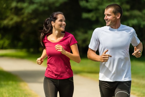 Couple jogging together for fitness