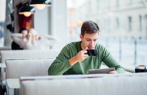 Man drinking a coffee