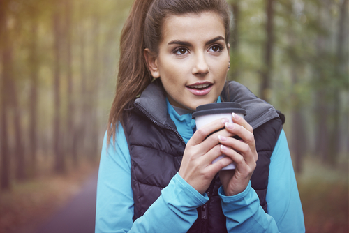 Woman drinking a coffee