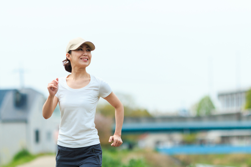 Woman power walking for fitness
