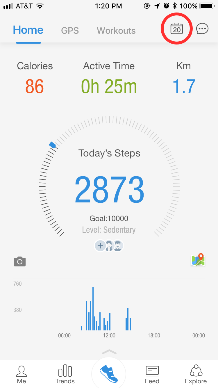 Pacer iOS interface phone screen