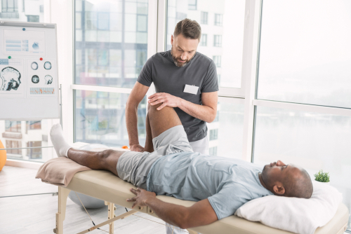 Man undergoing physical therapy