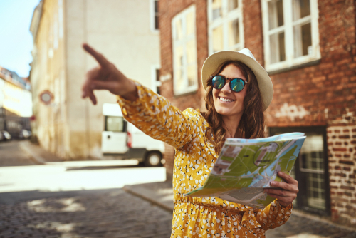 Urban explorer looking at a map
