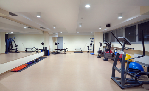 Hotel exercise room with elliptical