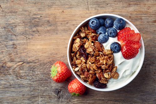 Healthy yogurt and fruit for energy
