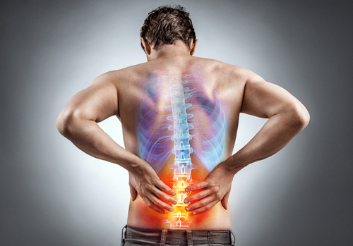 Man with lower back pain graphic concept