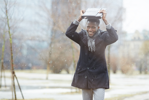 Man walking in the snow