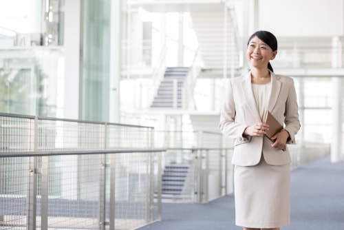 Businesswoman taking a quick walk in the office
