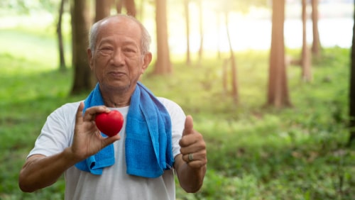 Senior man fitness heart health concept