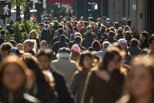 Crowd of city walkers
