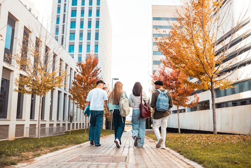 Coworkers walking together outdoors during a Walktober workplace step challenge