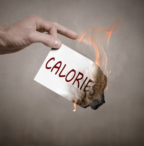 Burn calories concept - calories on paper burning