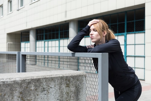 Woman tired after a walk or run