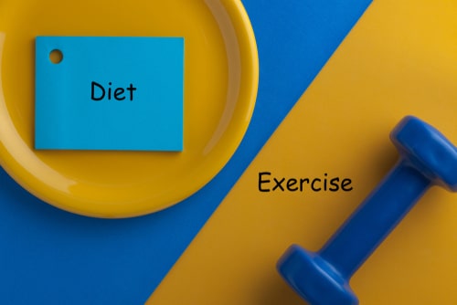 Diet vs exercise comparison concept