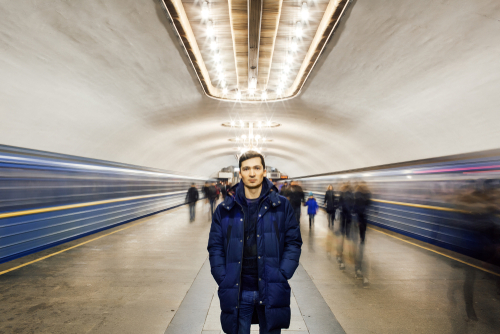man in subway station