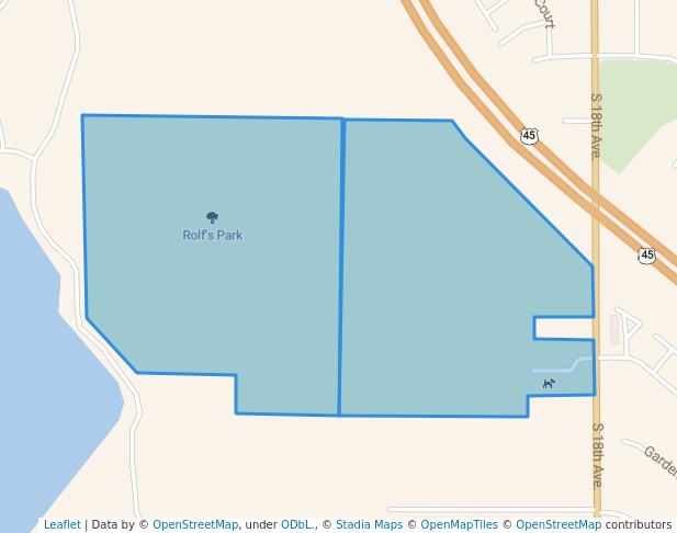 walking in Rolf's Park map in West Bend