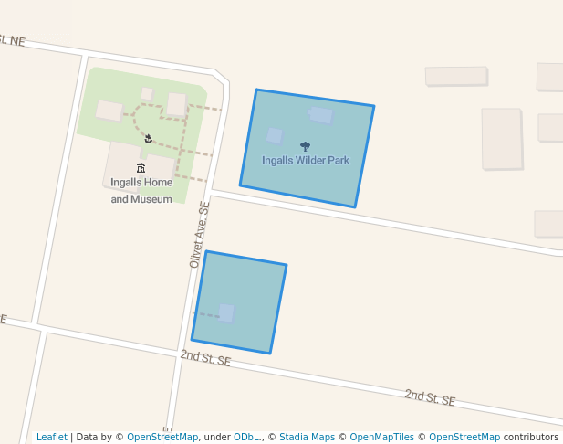 walking in Ingalls Wilder Park map in De Smet