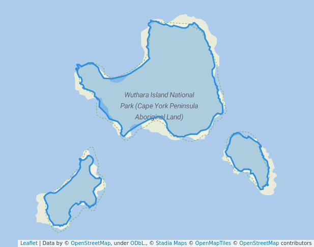 walking in Wuthara Island National Park (Cape York Peninsula Aboriginal Land) map in Nanum