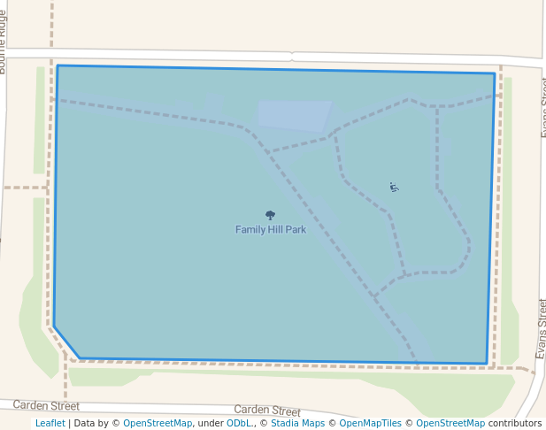 walking in Family Hill Park map in Camden