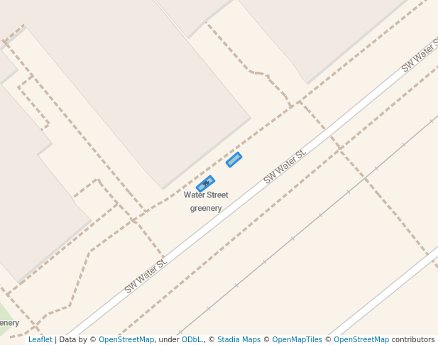 walking in Water Street greenery map in Peoria