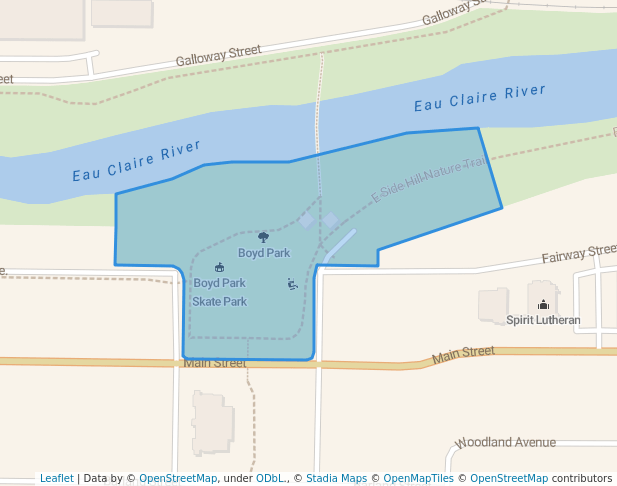 walking in Boyd Park map in Eau Claire