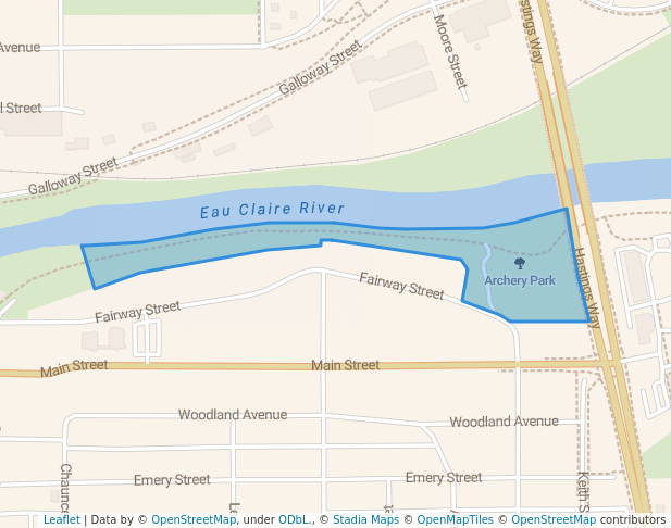 walking in Archery Park map in Eau Claire