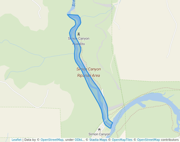 walking in Simon Canyon Riparian Area map in Navajo Dam